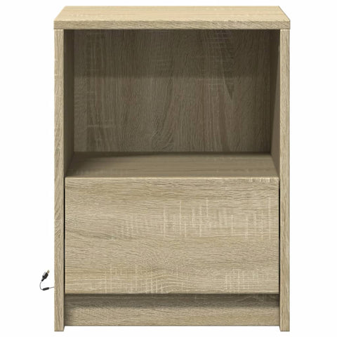 vidaXL Bedside Cabinet with LED Lights Sonoma Oak Engineered Wood