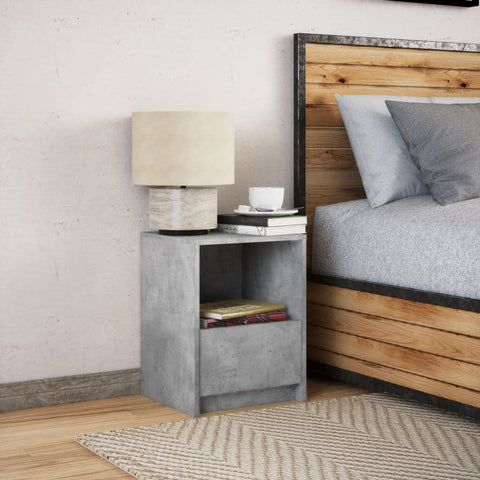 vidaXL Bedside Cabinet with LED Lights Concrete Grey Engineered Wood
