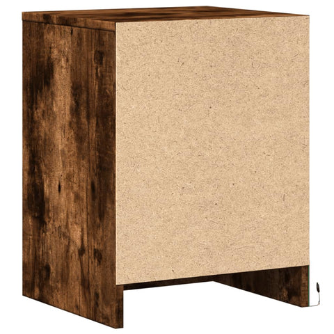 vidaXL Bedside Cabinets with LED Lights 2 pcs Smoked Oak Engineered Wood