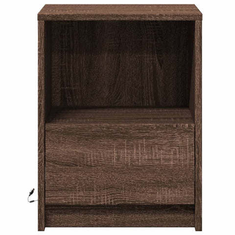 vidaXL Bedside Cabinet with LED Lights Brown Oak Engineered Wood