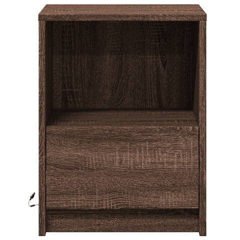 vidaXL Bedside Cabinets with LED Lights 2 pcs Brown Oak Engineered Wood