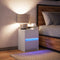 vidaXL Bedside Cabinet with LED Lights White Engineered Wood
