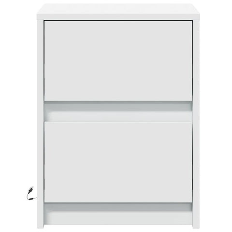 vidaXL Bedside Cabinet with LED Lights White Engineered Wood