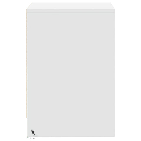 vidaXL Bedside Cabinet with LED Lights White Engineered Wood