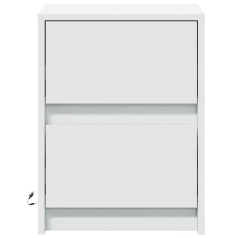 vidaXL Bedside Cabinets with LED Lights 2 pcs White Engineered Wood