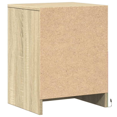 vidaXL Bedside Cabinet with LED Lights Sonoma Oak Engineered Wood