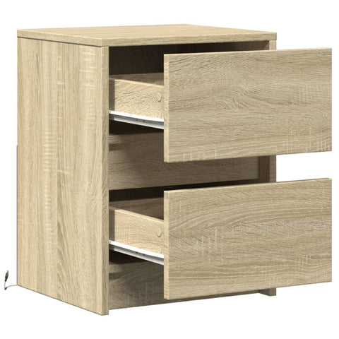 vidaXL Bedside Cabinet with LED Lights Sonoma Oak Engineered Wood