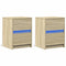 vidaXL Bedside Cabinets with LED Lights 2 pcs Sonoma Oak Engineered Wood