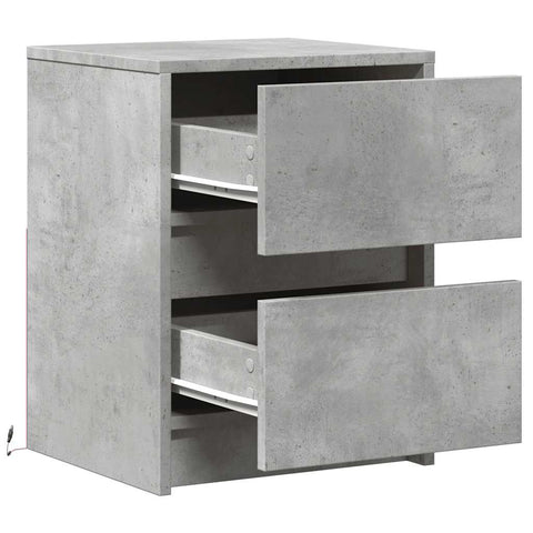vidaXL Bedside Cabinets with LED Lights 2 pcs Concrete Grey Engineered Wood