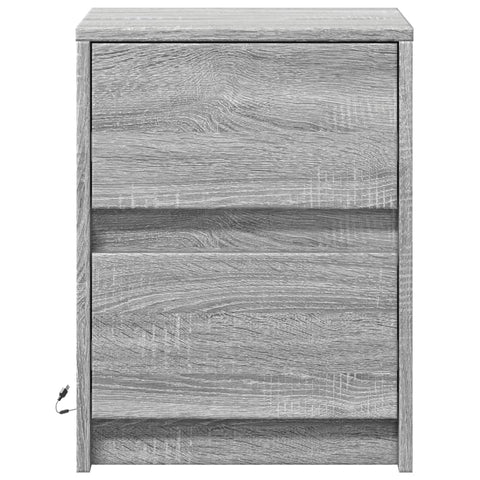 vidaXL Bedside Cabinets with LED Lights 2 pcs Grey Sonoma Engineered Wood