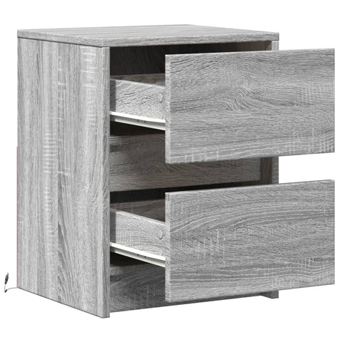vidaXL Bedside Cabinets with LED Lights 2 pcs Grey Sonoma Engineered Wood