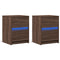 vidaXL Bedside Cabinets with LED Lights 2 pcs Brown Oak Engineered Wood
