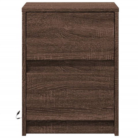 vidaXL Bedside Cabinets with LED Lights 2 pcs Brown Oak Engineered Wood