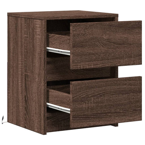 vidaXL Bedside Cabinets with LED Lights 2 pcs Brown Oak Engineered Wood