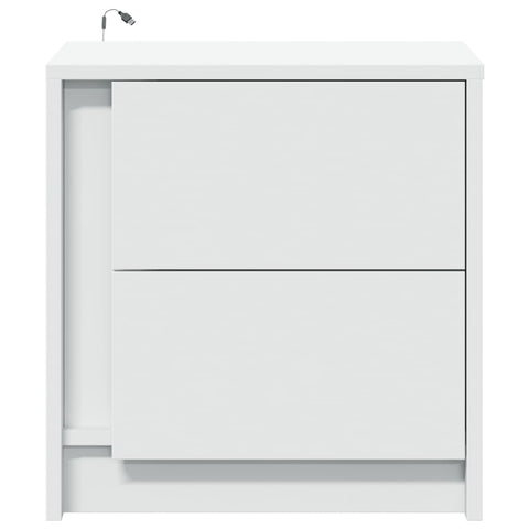 vidaXL Bedside Cabinet with LED Lights White Engineered Wood
