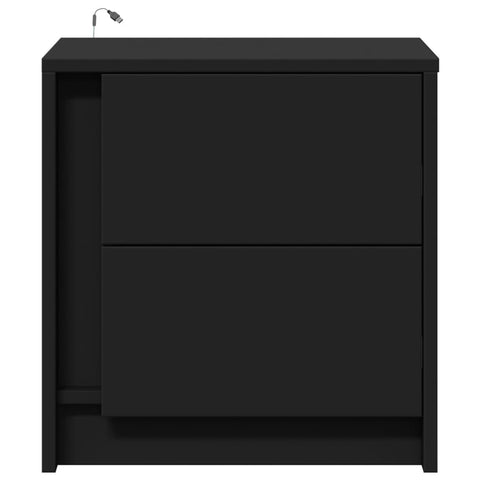 vidaXL Bedside Cabinets with LED Lights 2 pcs Black Engineered Wood