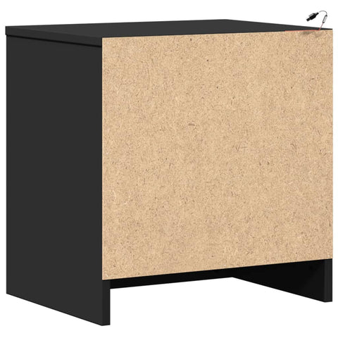 vidaXL Bedside Cabinets with LED Lights 2 pcs Black Engineered Wood