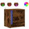 vidaXL Bedside Cabinets with LED Lights 2 pcs Smoked Oak Engineered Wood