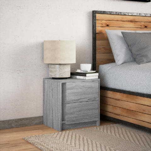 vidaXL Bedside Cabinet with LED Lights Grey Sonoma Engineered Wood