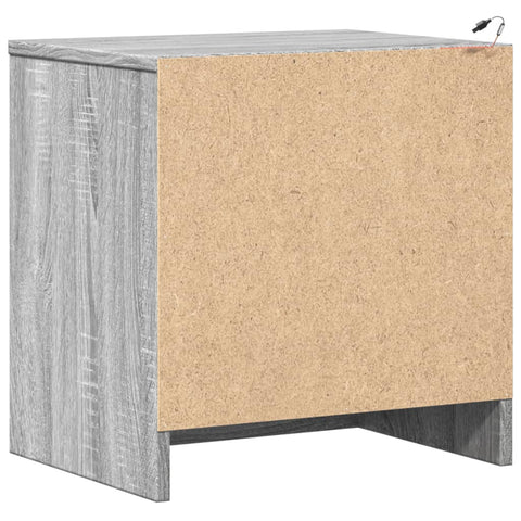 vidaXL Bedside Cabinet with LED Lights Grey Sonoma Engineered Wood