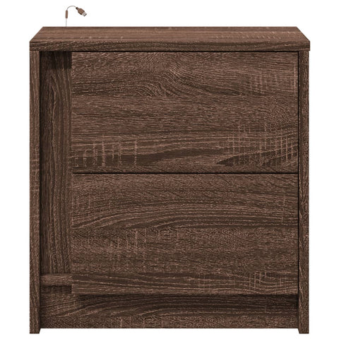 vidaXL Bedside Cabinets with LED Lights 2 pcs Brown Oak Engineered Wood