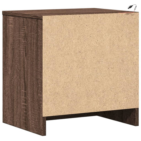 vidaXL Bedside Cabinets with LED Lights 2 pcs Brown Oak Engineered Wood