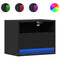 vidaXL Wall-mounted Bedside Cabinets with LED Lights 2 pcs Black
