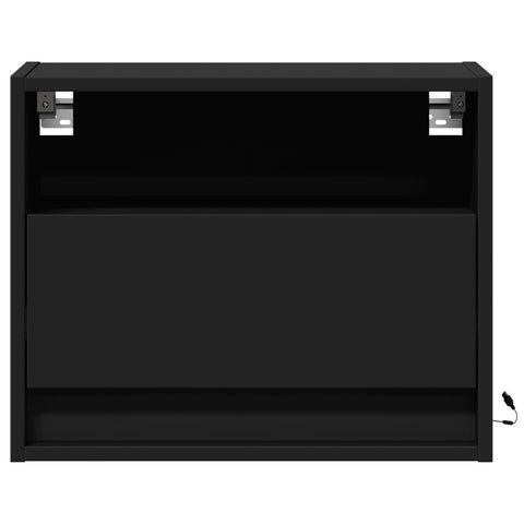 vidaXL Wall-mounted Bedside Cabinets with LED Lights 2 pcs Black