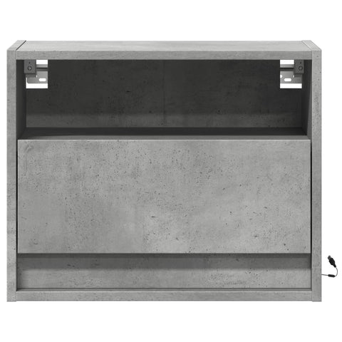 vidaXL Wall-mounted Bedside Cabinet with LED Lights Concrete Grey