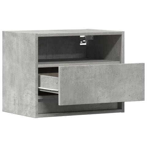 vidaXL Wall-mounted Bedside Cabinet with LED Lights Concrete Grey