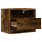 vidaXL Wall-mounted Bedside Cabinet with LED Lights Smoked Oak