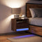 vidaXL Wall-mounted Bedside Cabinet with LED Lights Brown Oak