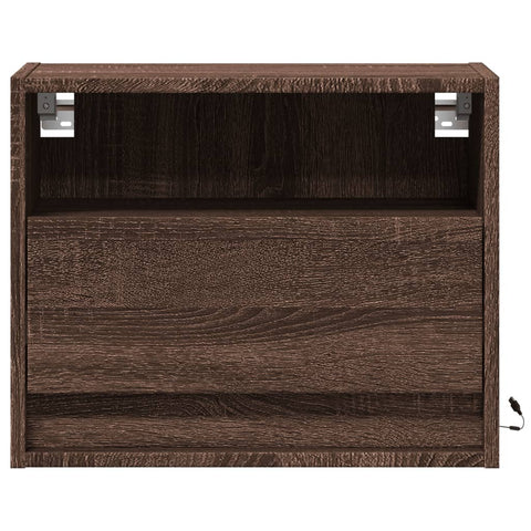 vidaXL Wall-mounted Bedside Cabinet with LED Lights Brown Oak