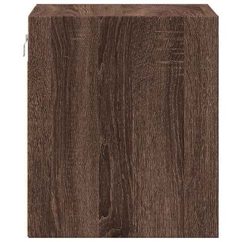 vidaXL Wall-mounted Bedside Cabinet with LED Lights Brown Oak