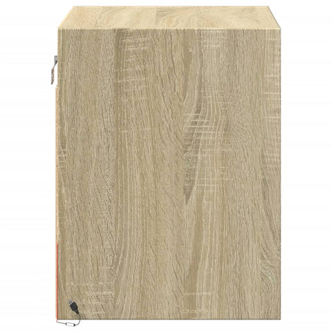 vidaXL Wall-mounted Bedside Cabinet with LED Lights Sonoma Oak