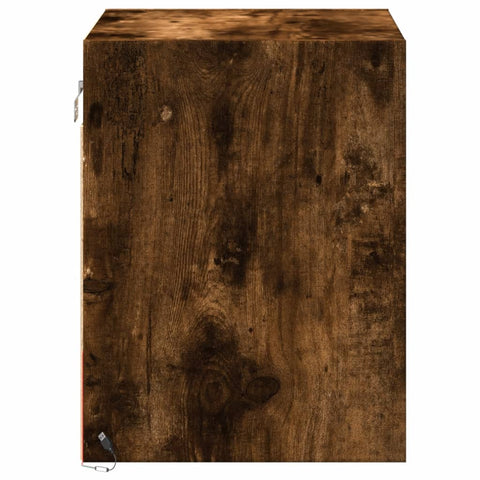 vidaXL Wall-mounted Bedside Cabinet with LED Lights Smoked Oak