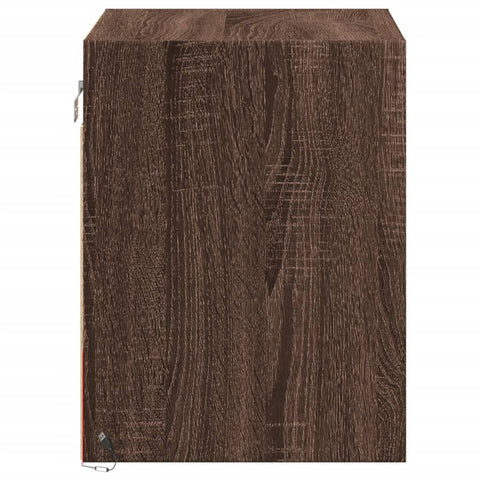 vidaXL Wall-mounted Bedside Cabinet with LED Lights Brown Oak