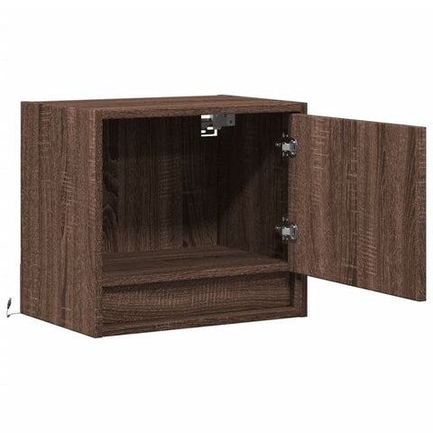 vidaXL Wall-mounted Bedside Cabinets with LED Lights 2 pcs Brown Oak