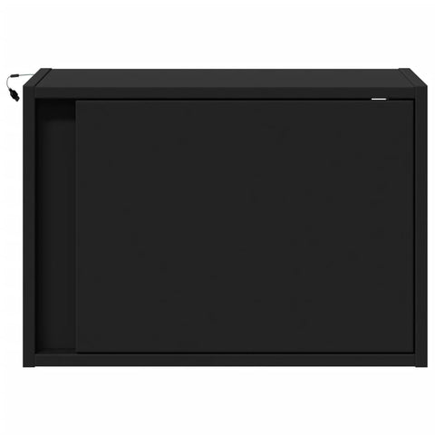vidaXL Wall-mounted Bedside Cabinet with LED Lights Black