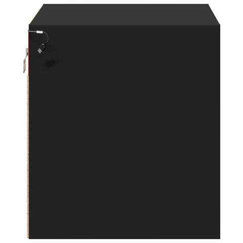 vidaXL Wall-mounted Bedside Cabinet with LED Lights Black