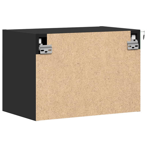 vidaXL Wall-mounted Bedside Cabinet with LED Lights Black