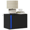 vidaXL Wall-mounted Bedside Cabinet with LED Lights Black