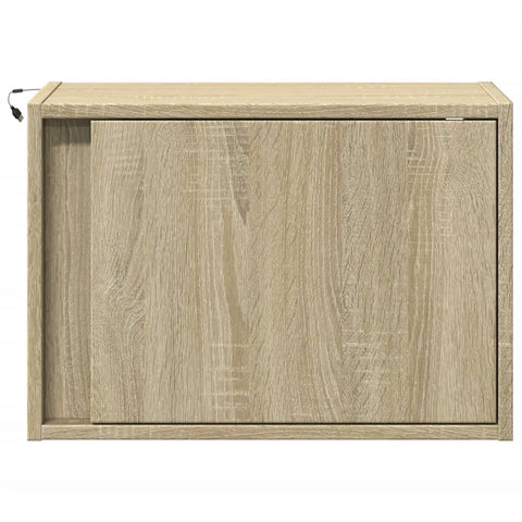 vidaXL Wall-mounted Bedside Cabinet with LED Lights Sonoma Oak