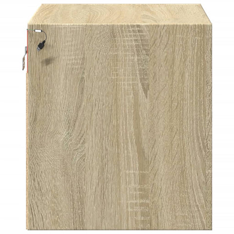 vidaXL Wall-mounted Bedside Cabinet with LED Lights Sonoma Oak
