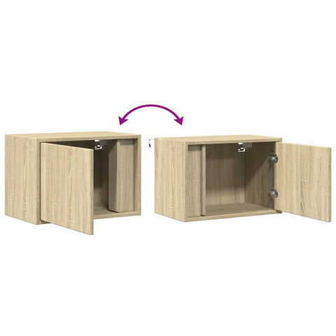 vidaXL Wall-mounted Bedside Cabinet with LED Lights Sonoma Oak