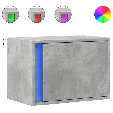 vidaXL Wall-mounted Bedside Cabinet with LED Lights Concrete Oak