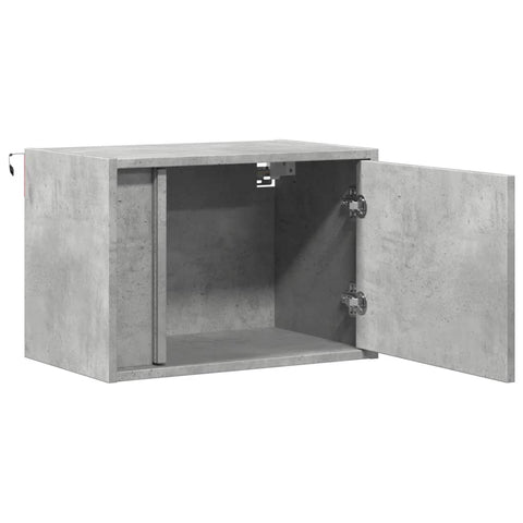 vidaXL Wall-mounted Bedside Cabinet with LED Lights Concrete Oak