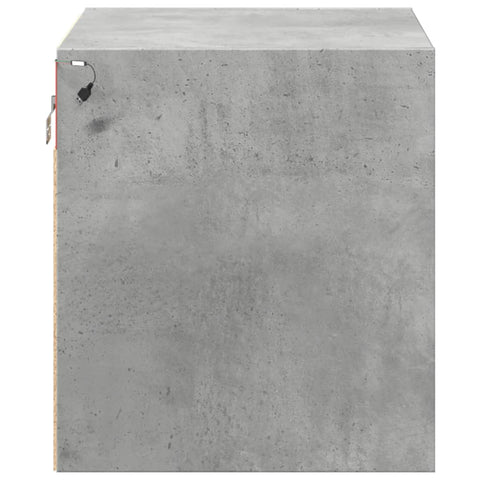 vidaXL Wall-mounted Bedside Cabinet with LED Lights Concrete Oak