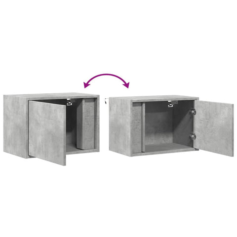 vidaXL Wall-mounted Bedside Cabinet with LED Lights Concrete Oak