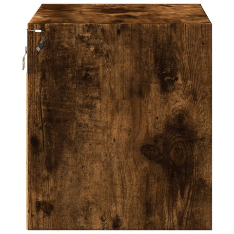 vidaXL Wall-mounted Bedside Cabinet with LED Lights Smoked Oak